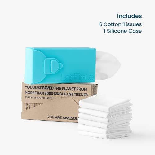LastTissue LastTissue® Reusable Cotton Tissue Pack – Sustainable, Durable, Eco-Conscious, Portable & Washable Facial Tissues for Men and Women with Travel Handkerchief Storage Case
