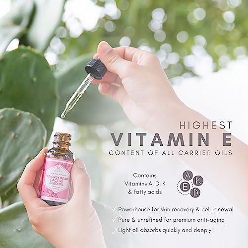 Leven Rose Leven Rose Prickly Pear Seed Oil (Barbary Fig) 100% Pure Organic Prickly Pear Oil, Extra Virgin, Cold Pressed, All Natural Face, Dry Skin & Body Moisturizer and Hair Treatment 1 oz