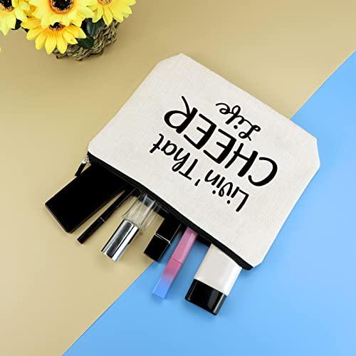 Mikela Cheerleading Gift Cheer Makeup Bag for Girls Women Cheerleader Gift Cheer Life Cosmetic Bags Cheer Team Gift Cheer Mom Gift Travel Make Up Bag Christmas Mother's Day Birthday Gift Cosmetic Pouch