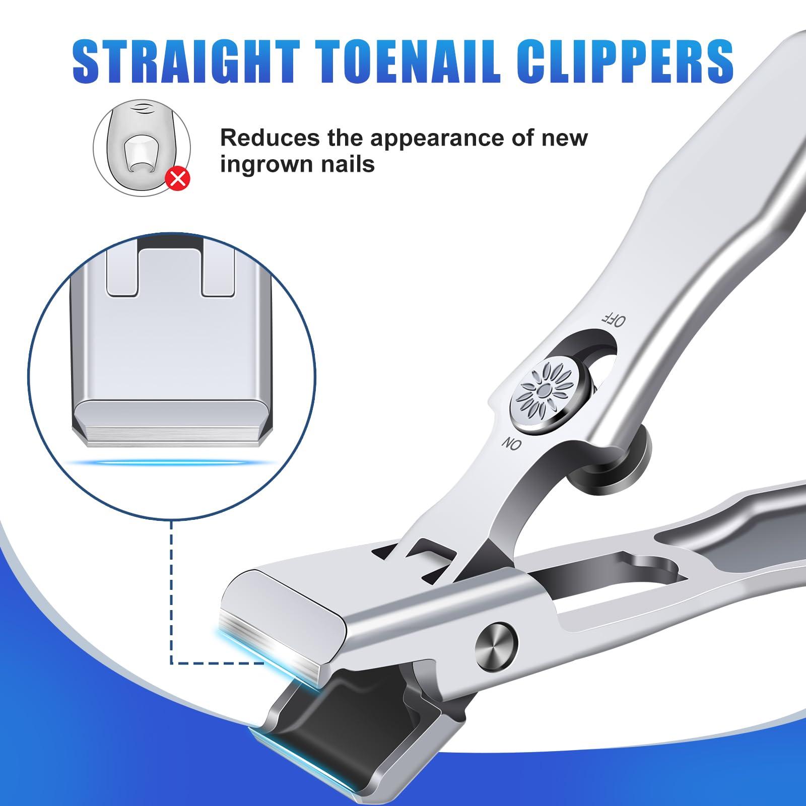 DRMODE Nail Clippers for Men Thick Nails,Upgrade Straight Toenail Clippers for Seniors with Wide Opening,Large Heavy Duty No Splash Ingrown Fingernail Clipper Nail Cutter with Catcher