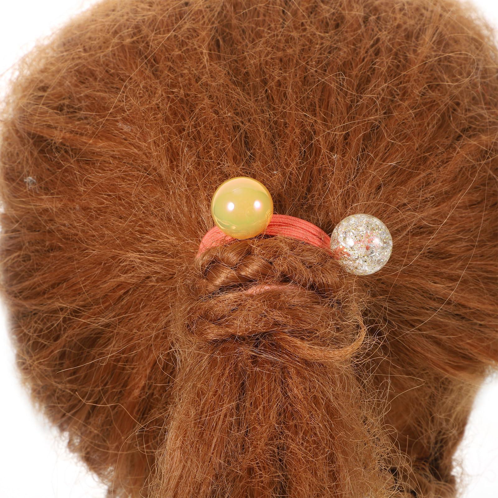 DOITOOL 14PCS Ball Hair Ties, Bubble Ponytail Holders for Kids Girls Children Women Baby Toddlers, Twin Bead Colorful Elastic Hair Accessories, Cute Hair Bands with Balls