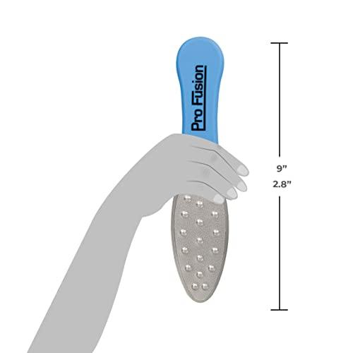 ForPro Professional Collection ForPro Pro Fusion Stainless Steel Pedi File - Coarse, Double-Sided Professional Quality - Blue Handle Pedicure File for Heels and Feet - 8.25” L