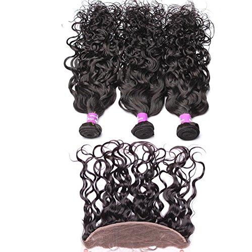 Ruma Hair Ruma Hair 8A Brazilian Human Hair Weave Water Wave With 13X4 Lace Frontal Closure Unprocessed Wet and Wavy Virgin Hair 3 Bundles With Full Lace Frontals (10 with 10 12 14)