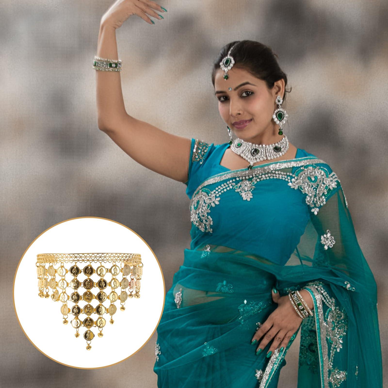 HANABASS HANABASS Belly Dancing Headband, Tribal Coined Headband Dance Hair Hoop Gypsy Jewelry with Bells and Coin Tassel Ornaments