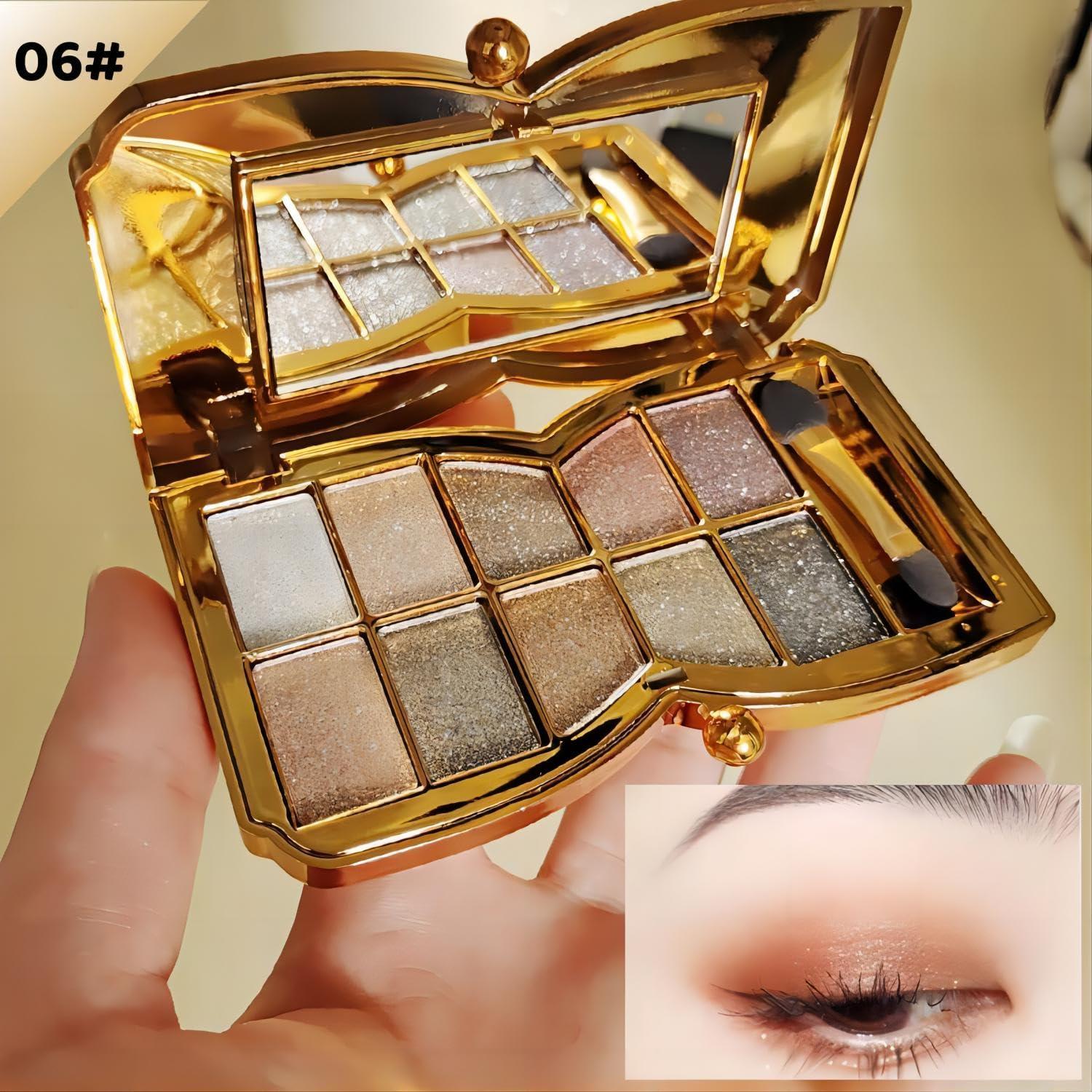 Ewinxin Ewinxin 10 Colors Glitter Eyeshadow Palette, Fine Pressed Shimmer Eye Shadow Powder Pallet, Diamond Bright Makeup Set for Women (Color #6)