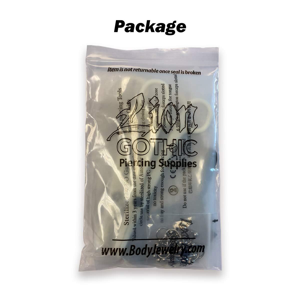 Luxe Modz Spike Labret Monroe Piercing Kit for All Piercing Tools Labret Studs Monroe Lip Rings 14G Piercing Needles Forceps Clamps for Lip Piercing Kits