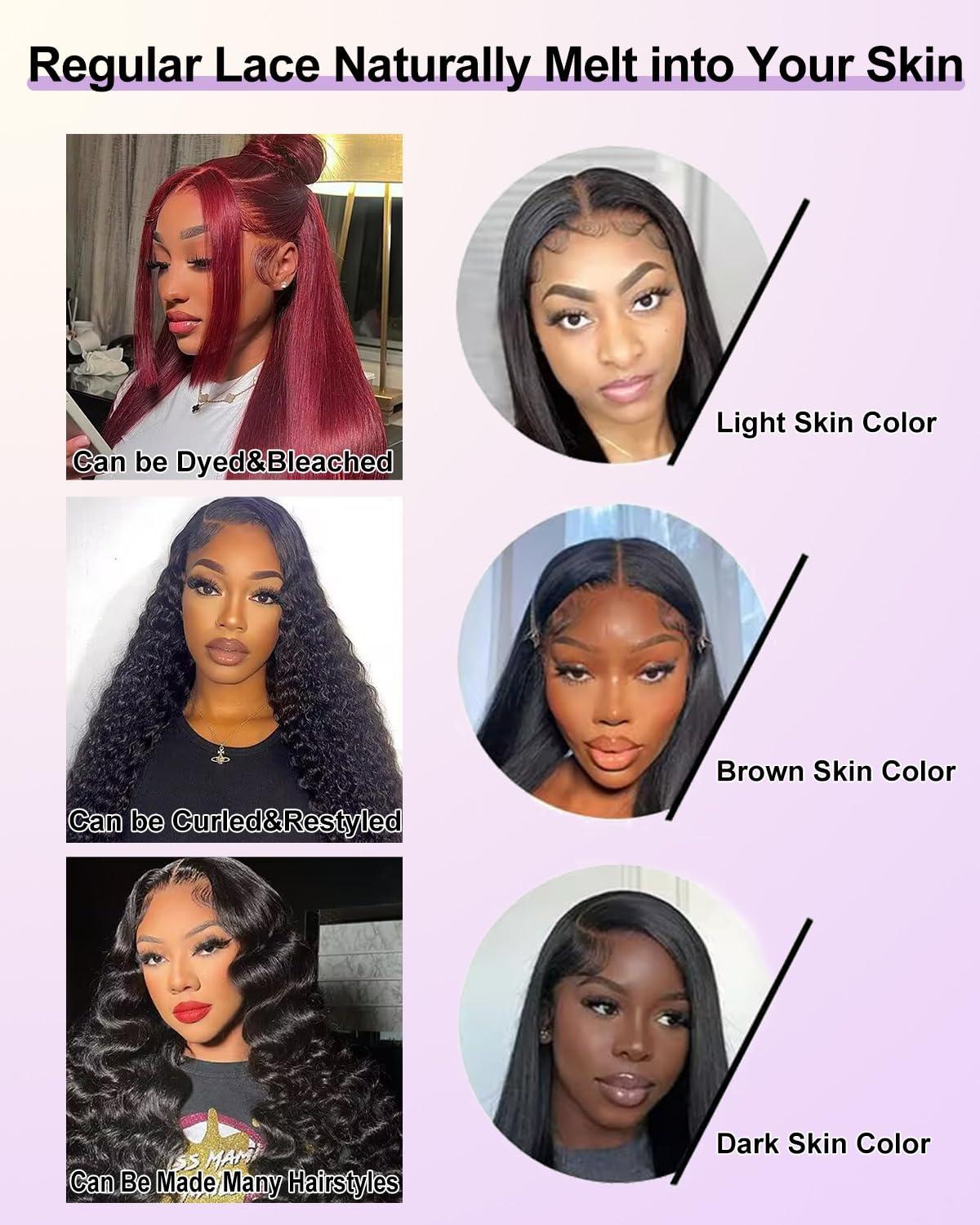 rilago 28 Inch 250 Density HD Lace Front Wigs Human Hair Glueless Pre Plucked Bleached Knots Lace Front Wig 15A Grade Real Full Lace Frontal Wigs 13x4 Straight Lace Front Wigs Human Hair for Black Women