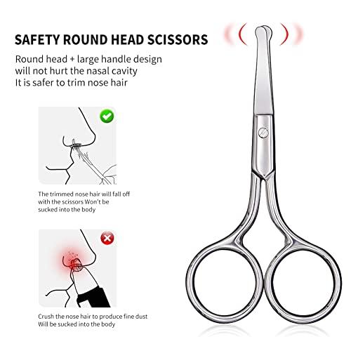 AsonTao Small Scissors, Eyebrow Scissors, Nose Hair Scissors Round Tip Design, Will Not Hurt the Nasal Cavity. Professional Grooming Scissors for Hair, Eyelashes, Nose, Eyebrow Trimming, Mustache. -AsonTao