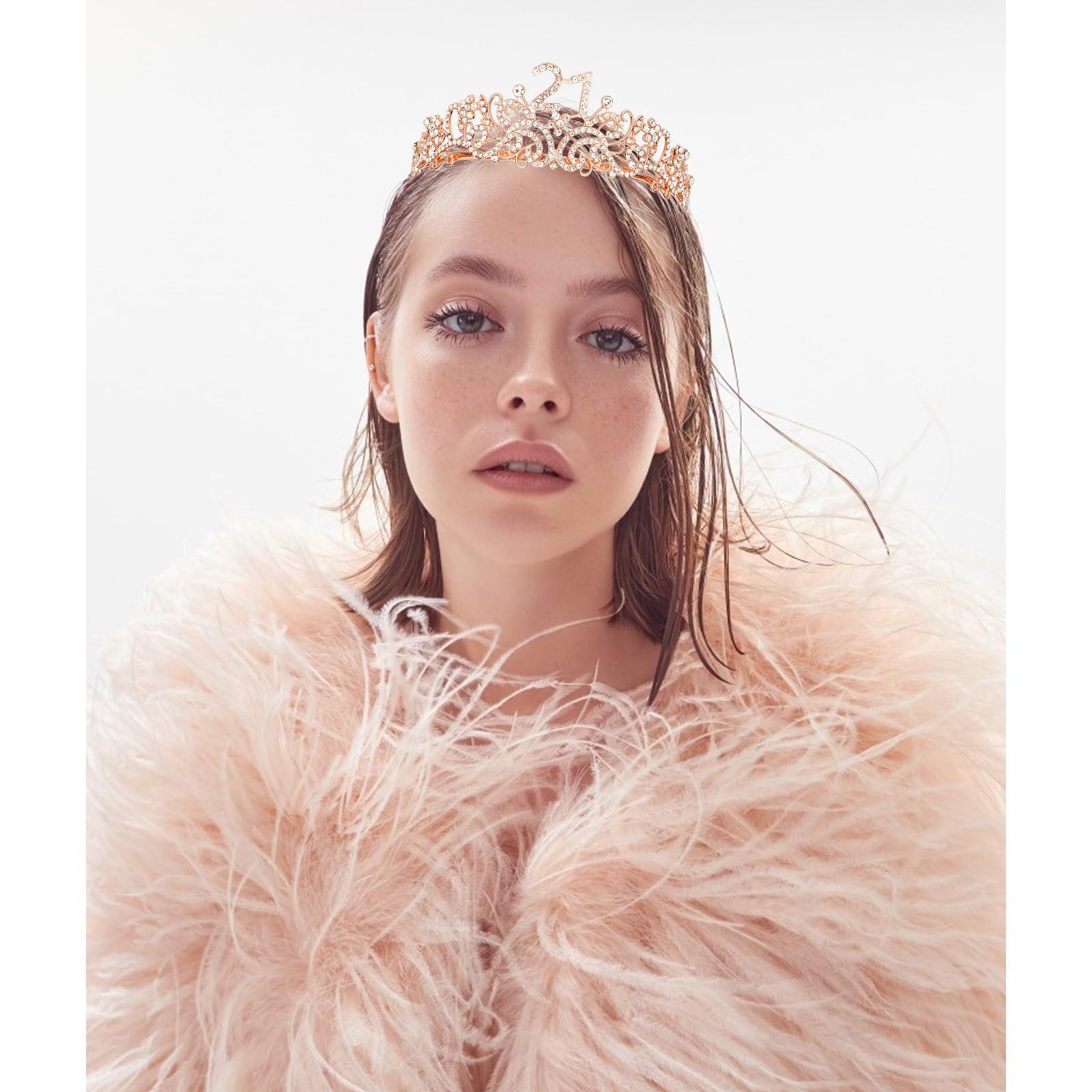 CIEHER CIEHER 21st Birthday Sash, Crown, and Pearl Pin - Decorations and Gifts for Her 21 Year Milestone