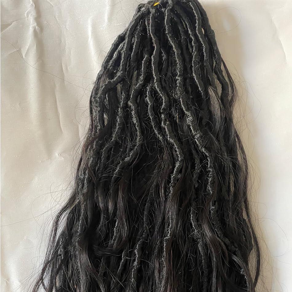 FlowerSeason Pre-Looped Crochet Boho Locs With Human Hair Body Wave Curls Wavy Goddess Locs Crochet Hair 100 strands(26inch)