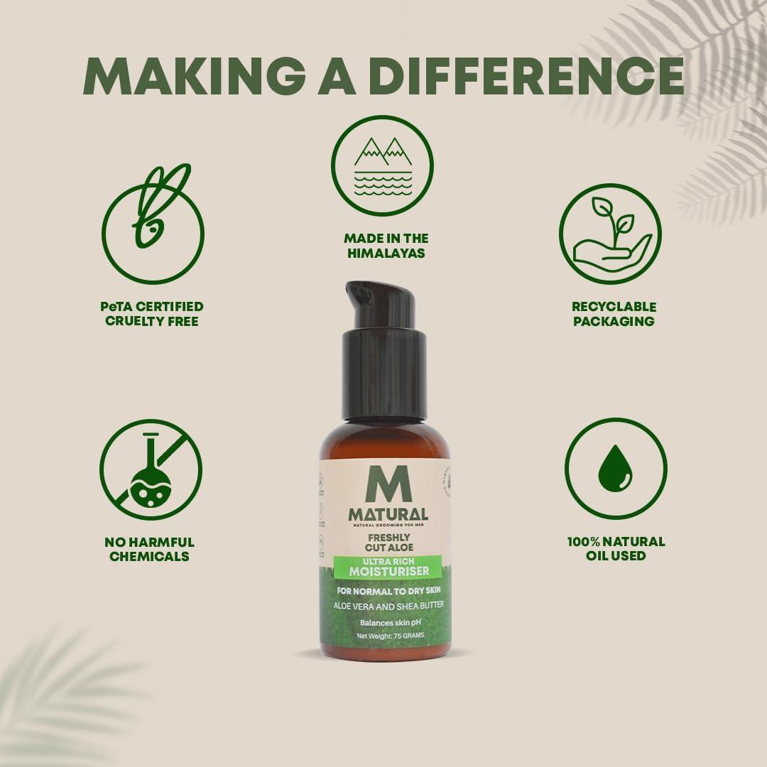Generic All Natural Rich Face Moisturizer For Men, Freshly Cut Aloe Shea Butter & Chamomile - 75 Gm