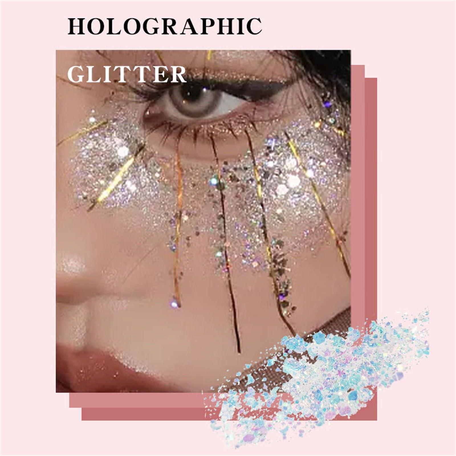 SWEETSHION SWEETSHION Eye Makeup Tape Strips Liquid Eyeshadow Glitter Body Gel Festival Glitter Cosmetic Face Hair Nails Makeup Long Lasting Sparkling Highlighter Pencil