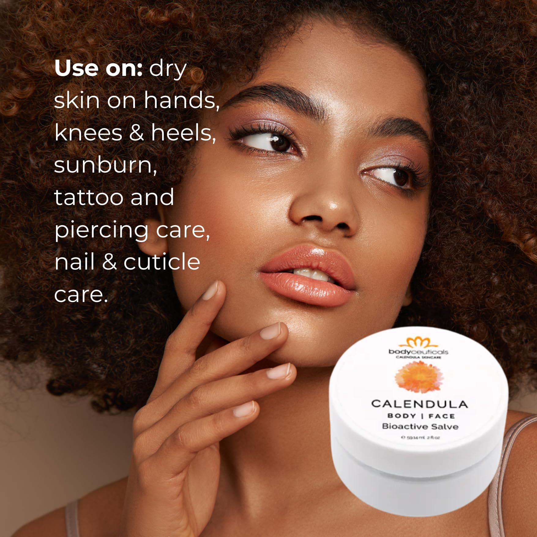 Bodyceuticals Bodyceuticals Bioactive Calendula Salve Jar with Beeswax Antioxidant-Rich Multi-Purpose Balm for Skin | Nourishing | Gluten free | Soy free | non-GMO | recyclable tube | Travel-Friendly | 2 oz