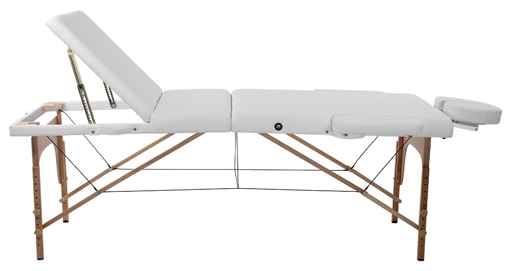 SKINACT SKINACT Portable Massage Table with Reclineable Back (White)