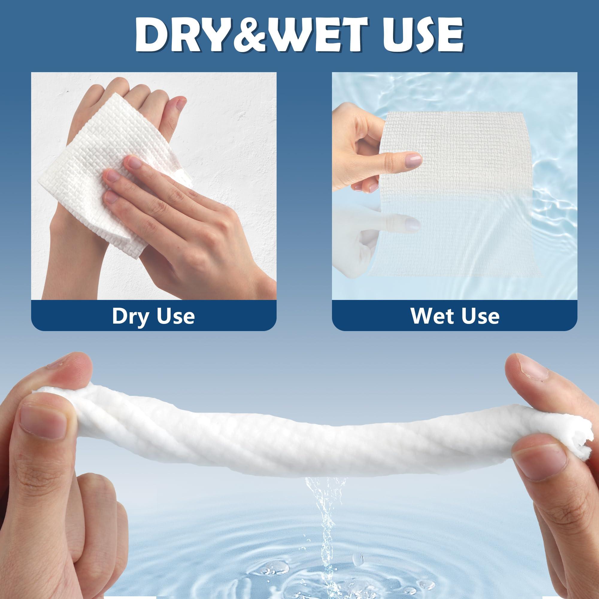 Happy Will Thick Face Towels Disposable, 100% Cotton Biodegradable Facial Wipes, Ultra Soft Face Towels for Drying, Face Towelettes Disposable Multi-Purpose for Cleansing, Skincare and Makeup Remover, 4 Pack