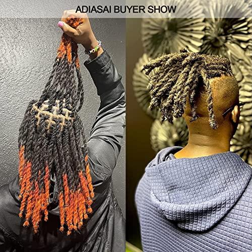 ADIASAI ADIASAI 0.6cm Width 14 Inch 60 Strands 100% Human Hair Loc Extensions, Full Handmade Dreadlock Extensions for Men Women Kids Can Be Dyed and Bleached with Needle and Comb