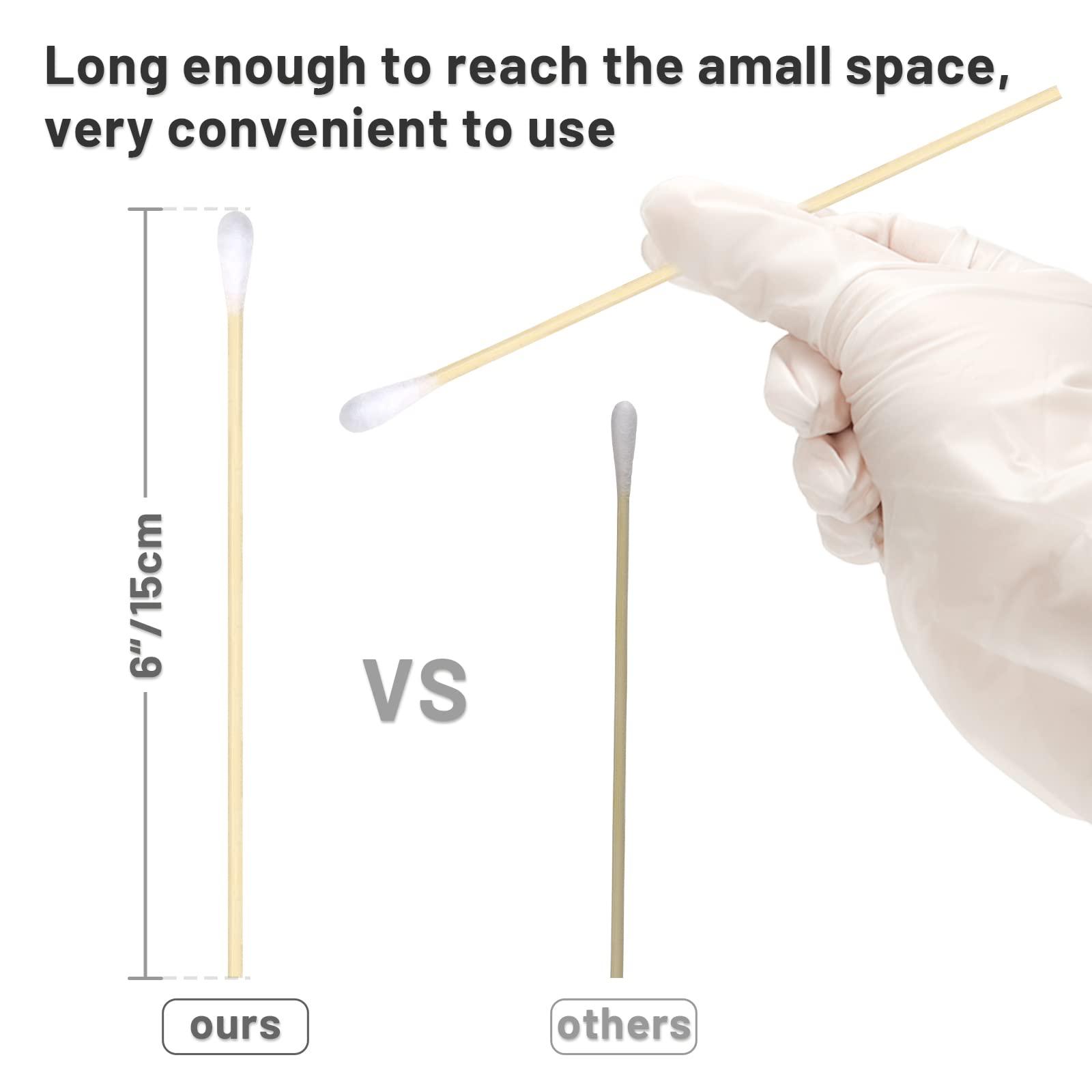 PINGMIC 1000PCS 6 inch Long Cotton Swabs - 100% Cotton Swabs with Wooden Sticks - Lint Free, Highly Absorbent Cotton Tipped Applicators for Makeup, Gun Cleaning, Pet Care