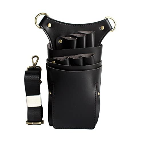 MBVHVVJC MBVHVVJC Hairdresser Scissor Bag Hairdressing Belt Bag Leather Salon Barber Hairdressing Scissor Holster for Shears, Combs, Clips(Black)