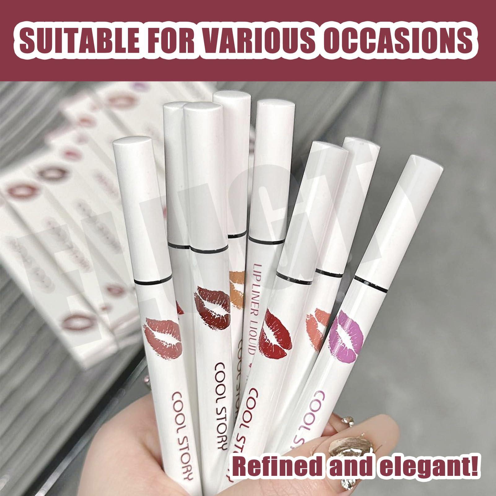 Elugty Elugty Cool Story Lip Liner Stain,New Formula Cool Story Lip Liner,Submarine Liquid Lip Liner,Cool Story Lip Liner Liquid,2-in-1 Waterproof Longwear Liquid Lip Liner,Long Lasting Lip Liner (08, 3pcs)
