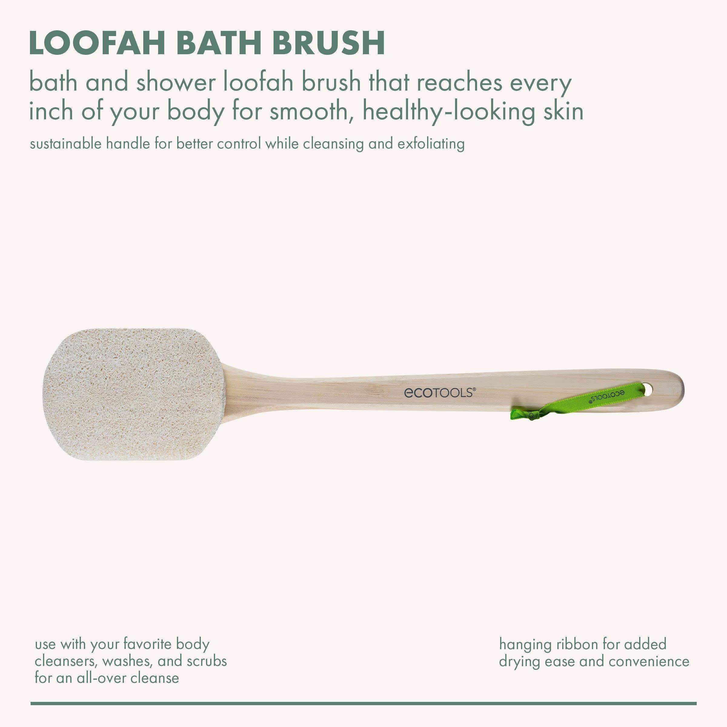 EcoTools EcoTools Loofah Bath Brush, Back Brush for Bath & Shower, Made with Long Handle & Natural Loofah Material for Exfoliation, Shower Brush for Men & Women, Eco-Friendly & Cruelty-Free, 2 Count