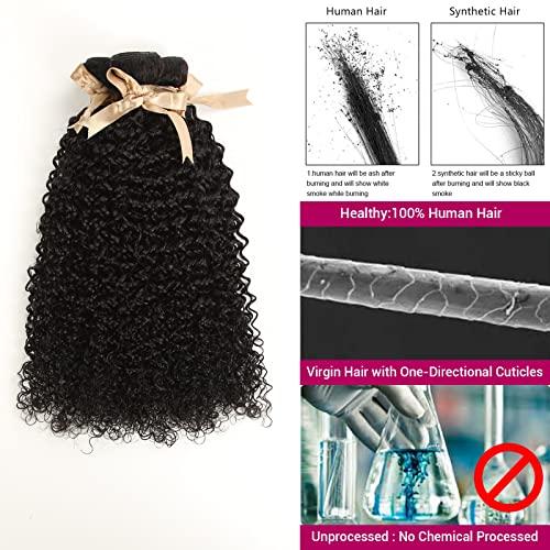 QUEEN VIRGIN REMY Curly Wave Bundles Human Hair Bundles 100% Unprocessed Brazilian Virgin Remy Hair 1 Bundles 20 inch Deep Curly Bundles Hair Extensions Natural Color