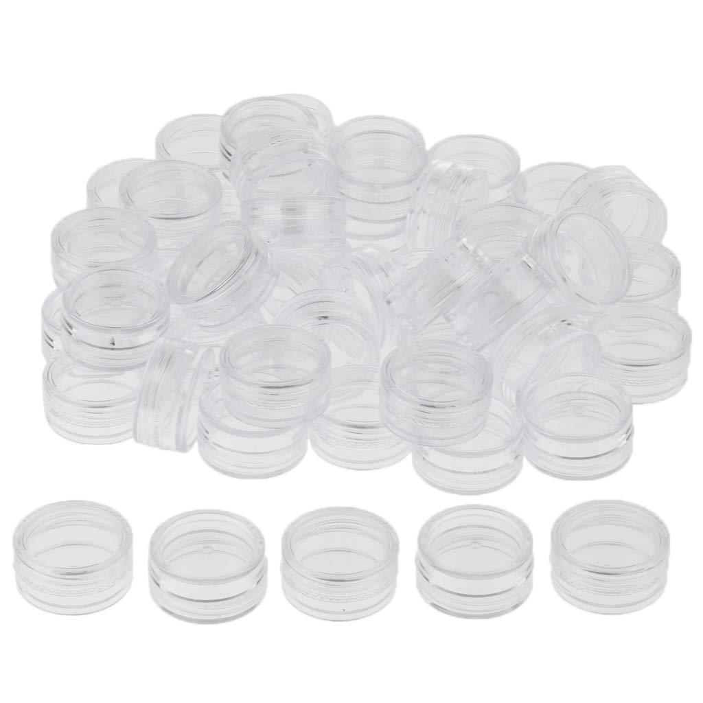 Baoblaze Baoblaze 2/3/5 Gram Jars, 50 pcs, Clear Cosmetic Sample Containers, Round Plastic Pot Jars with Screw Lid, Mini Bottle for Make Up, Lip Palm, Cream, Lotion, 2g