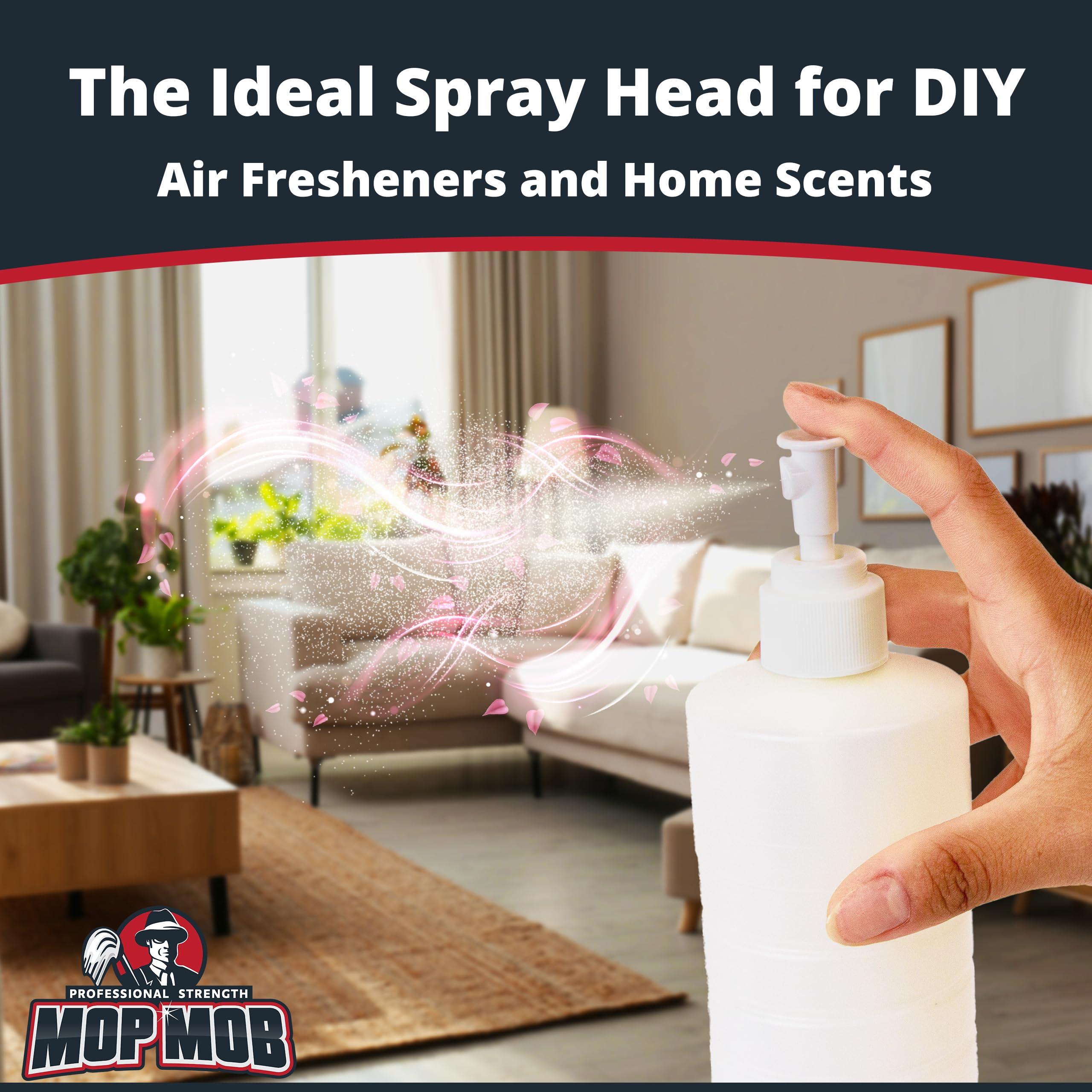 Mop Mob Leak Proof Fine Mist Spray Head 6 Pk. Plunger Sprayer Replacement Cap for Large Bottles, BPA-free 24/410 Thread Fingertip Pump Mister Top with 9.25 in. Tube for Home, Cleaning, Beauty + Hair Care