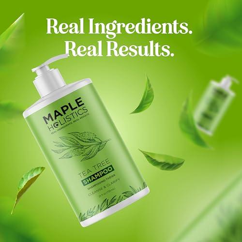 Maple Holistics Maple Holistics Tea Tree Oil Shampoo Sulfate Free - Deep Cleansing Vegan Tea Tree Shampoo for Oily Hair and Scalp - Daily for Build up with Rosemary Essential Oil for All Hair Types 25 Fl Oz