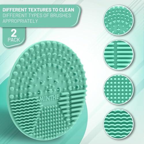 MINTHE MINTHE Makeup Brush Cleaner Mat | 2 Pack | Silicone Makeup Brush Cleaning Mat, Make Up Brush Cleaner Pad, Makeup Brush Mat Cleaner, Makeup Cleaner, Make Up Brushes Cleaning