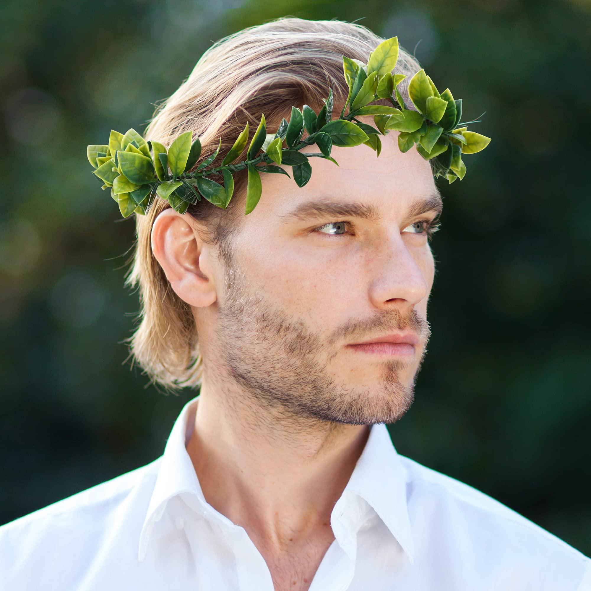 MOSTORY MOSTORY Green Laurel Leaf Crown - Greek Elf Headpiece Woodland Fairy Circlet Forest Elven Headband for Prince Party Renaissance Halloween Cosplay
