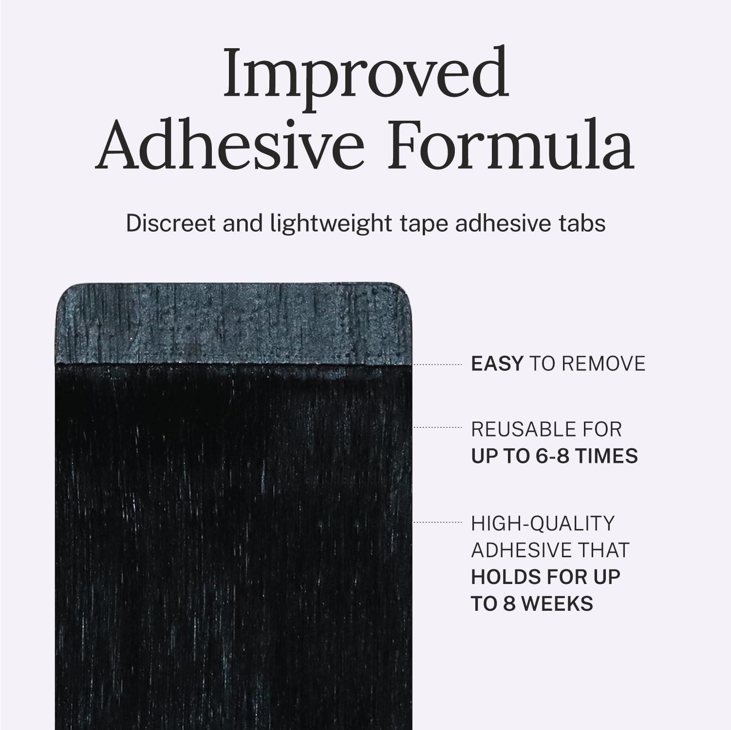 Zala Zala Tape In Hair Extensions - Premium Human Remy Hair Extensions with Easy Installation - Uses Lightweight, Non-Damaging Tape Adhesive Tabs - Jet Black (52g / 20 inch)