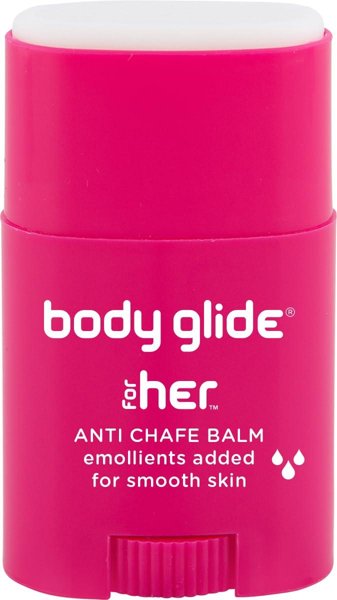BodyGlide Body Glide For Her Anti Chafe Balm | Chafing stick with added emollients | Great for dry, sensitive skin and/or sensitive areas | Use on chest, bra, butt, groin, arm, and thigh chafing | 0.8oz