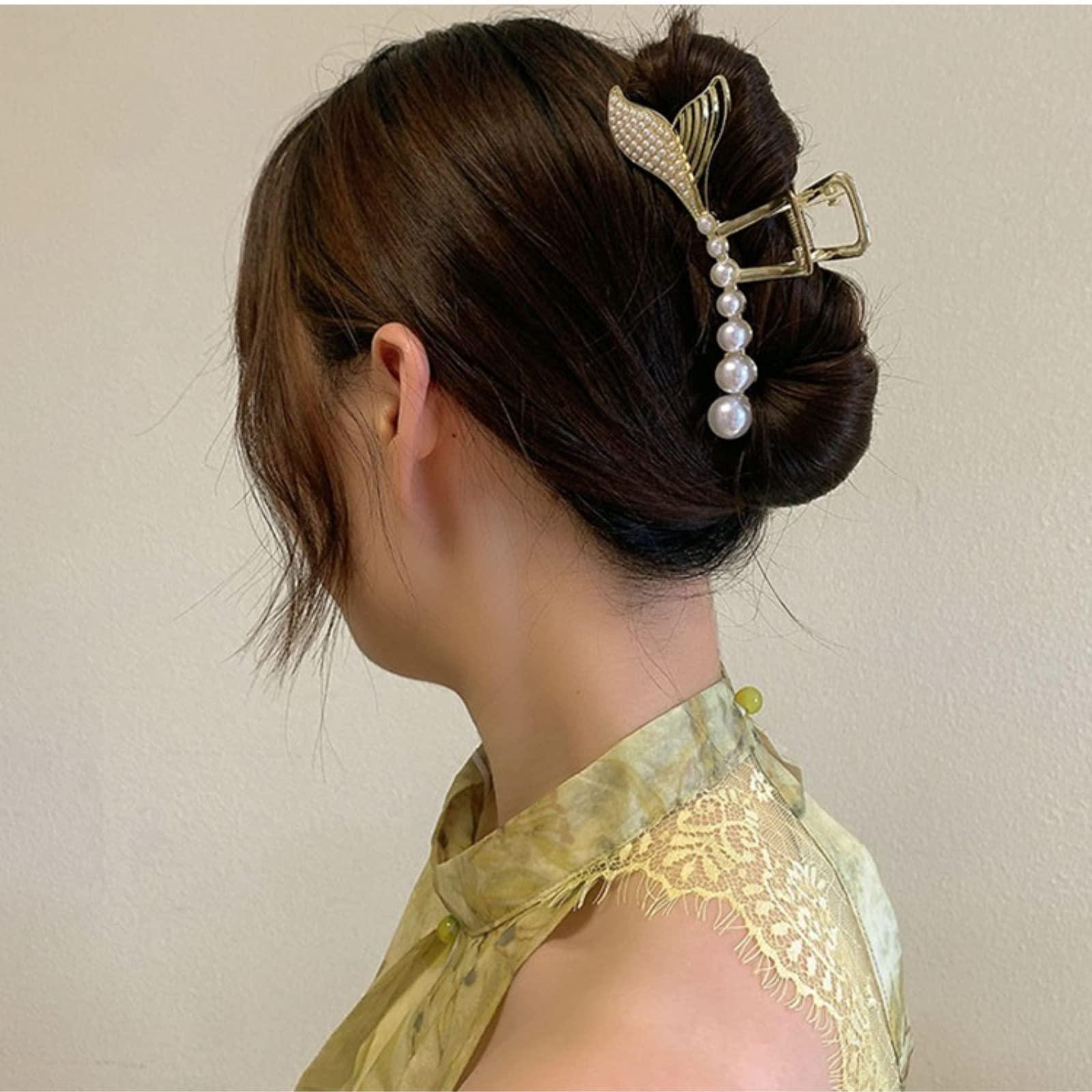 Generic Metal Hair Pins, Flower Large Claw Clip for Thin Hair Beautiful Butterfly Hair Clips Hair Accessories for Girls and Women (Drip flower)