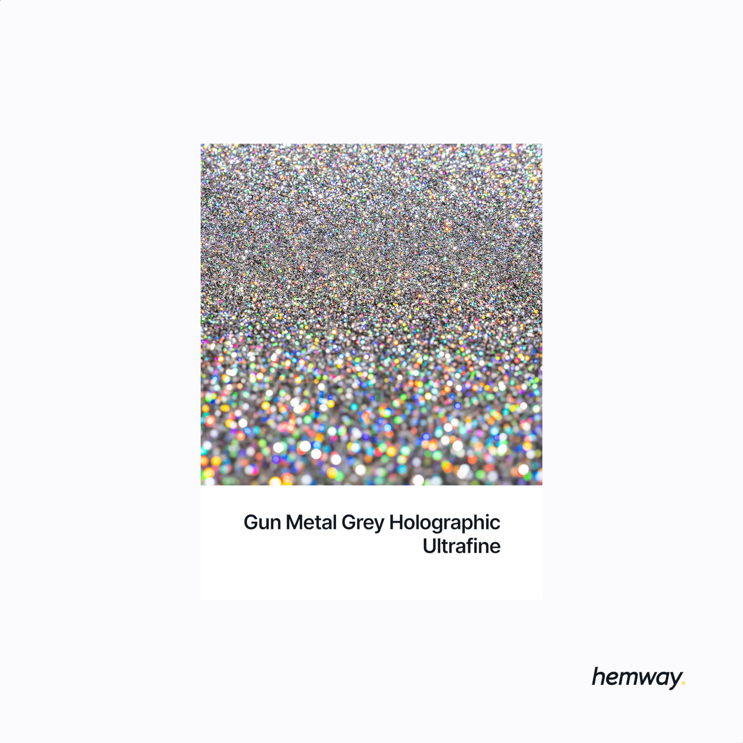 Hemway Hemway Eco Friendly Ultra Sparkle Glitter 100g / 3.5oz - Biodegradable Vegan Cosmetic Safe for Craft Face Hair Nail and Festival Makeup - Ultrafine (1/128" 0.008" 0.2mm) - Gun Metal Grey Holographic