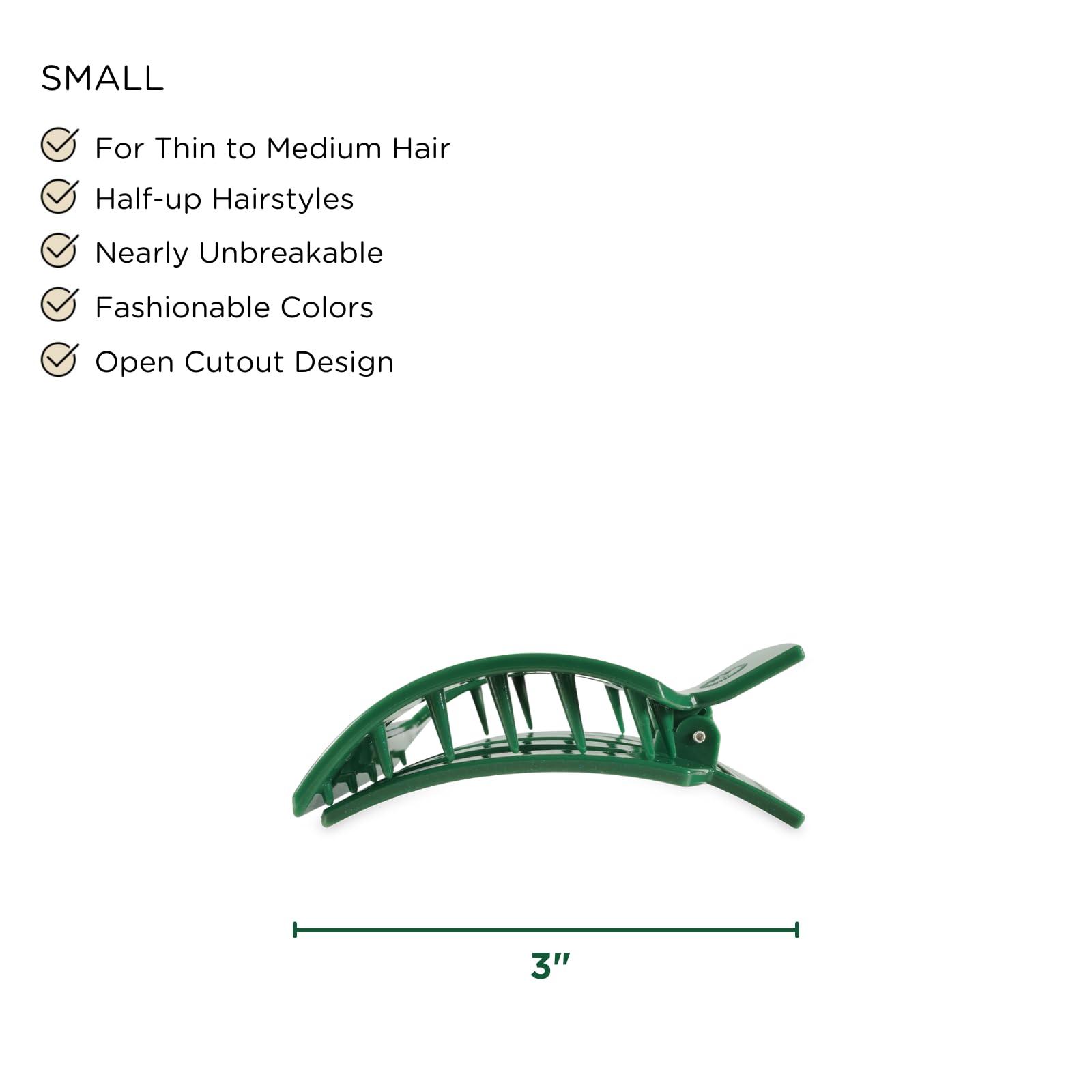 Teleties TELETIES - Small Flat Square Clip - Strong Grip, Bendable Teeth, Comfortable Curved Design - For Lying Down, Yoga, Driving & More - Ideal for Thick Hair -For All Hair Textures - Mistletoe