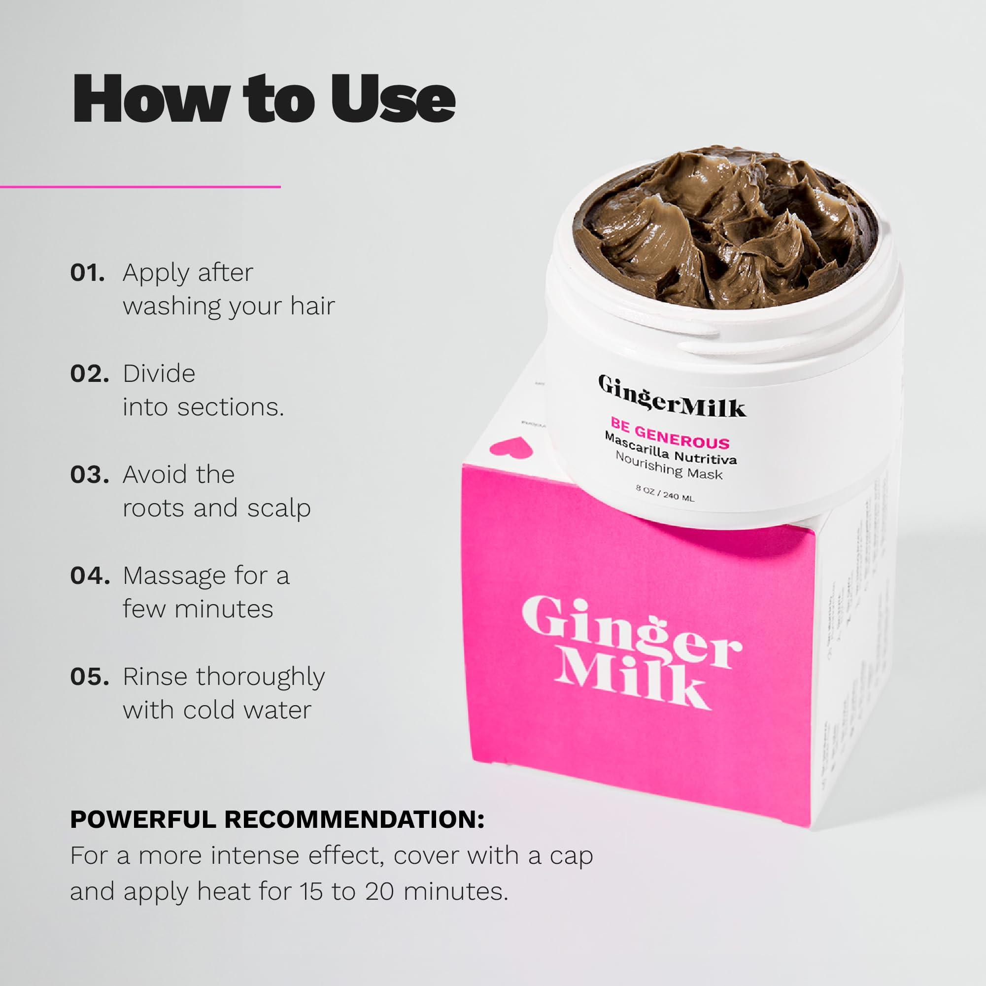 Ginger Milk Natural Care GINGER MILK - Hair Mask, Hair Care, Hair Mask For Damaged Hair, Deep Conditioning Hair Mask, Hair Mask For Dry Damaged Hair And Growth, Be Generous(8 oz.)