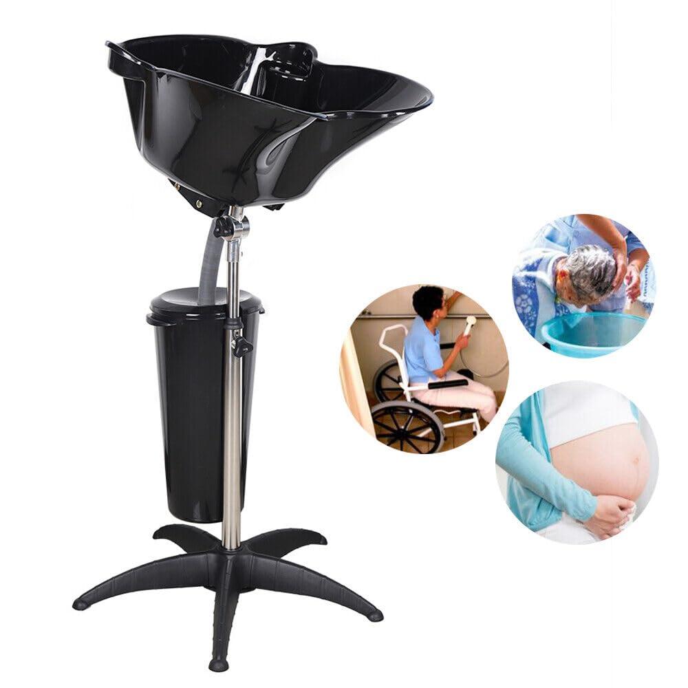 DRTONK Portable Shampoo Sink, Hair Salon Backwash Sink Hair Adjustable Wash Basin Shampoo Bowl, Stand Up Shampoo Tray Adjustable for Stylist and Home Service, Ergonomic Deep Portable Dishwasher