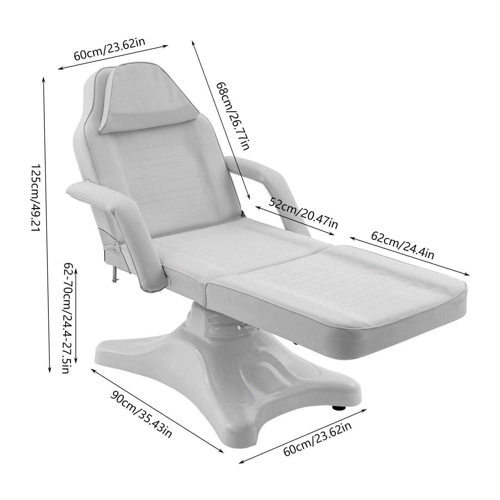 mignonnememe mignonnememe Hydraulic Facial Bed 71.6 in 3-Section Adjustable Massage Bed Tattoo Chair Beauty Barber Spa Beauty Equipment, White