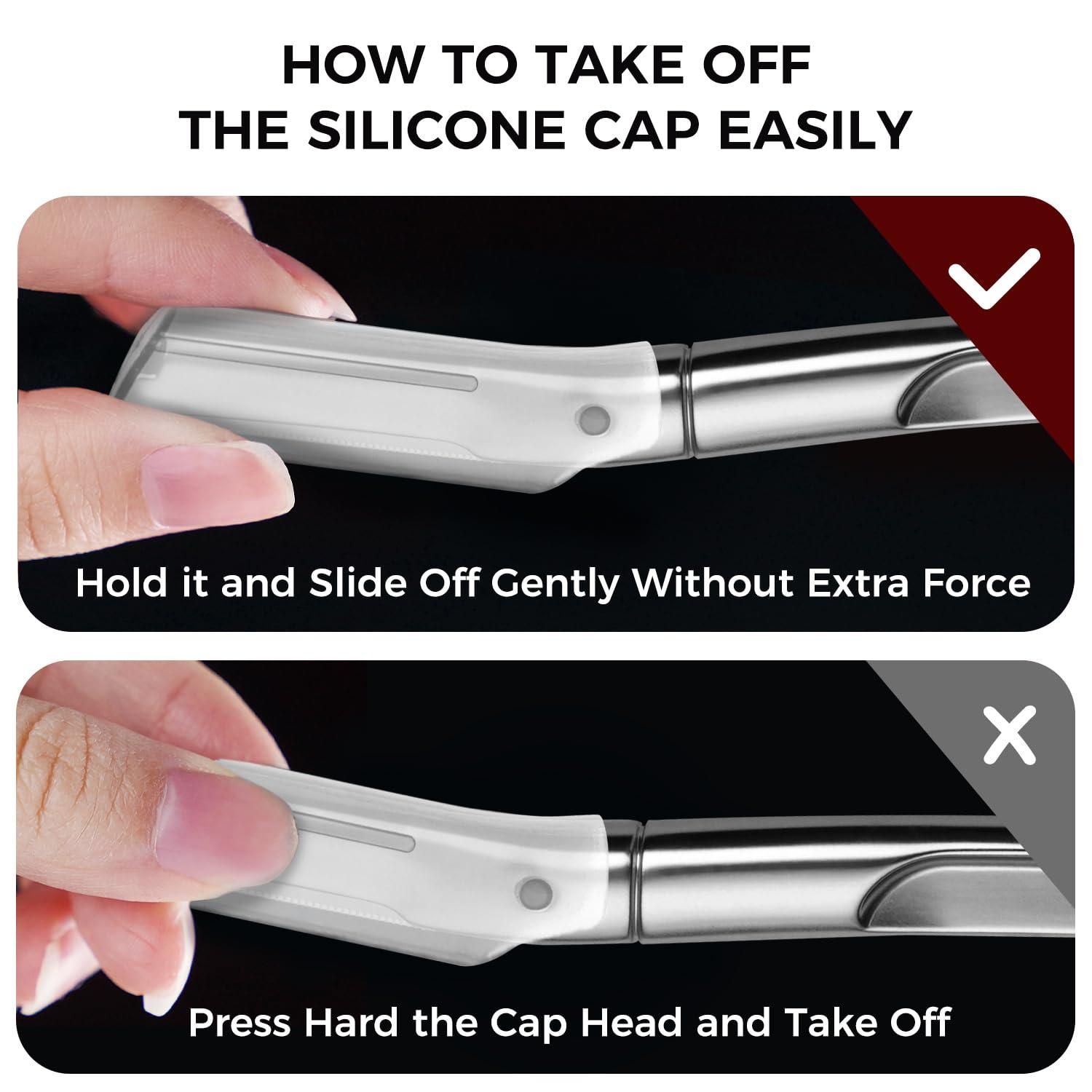 ZOMCHI ZOMCHI Eyebrow Razor and Face Razor for Women and Men, Reusable Metal Handle with 11 Refill Blades, Dermaplane Razor with Protective Silicone Cap, Eyebrow Hair Trimmer - Polished Silver