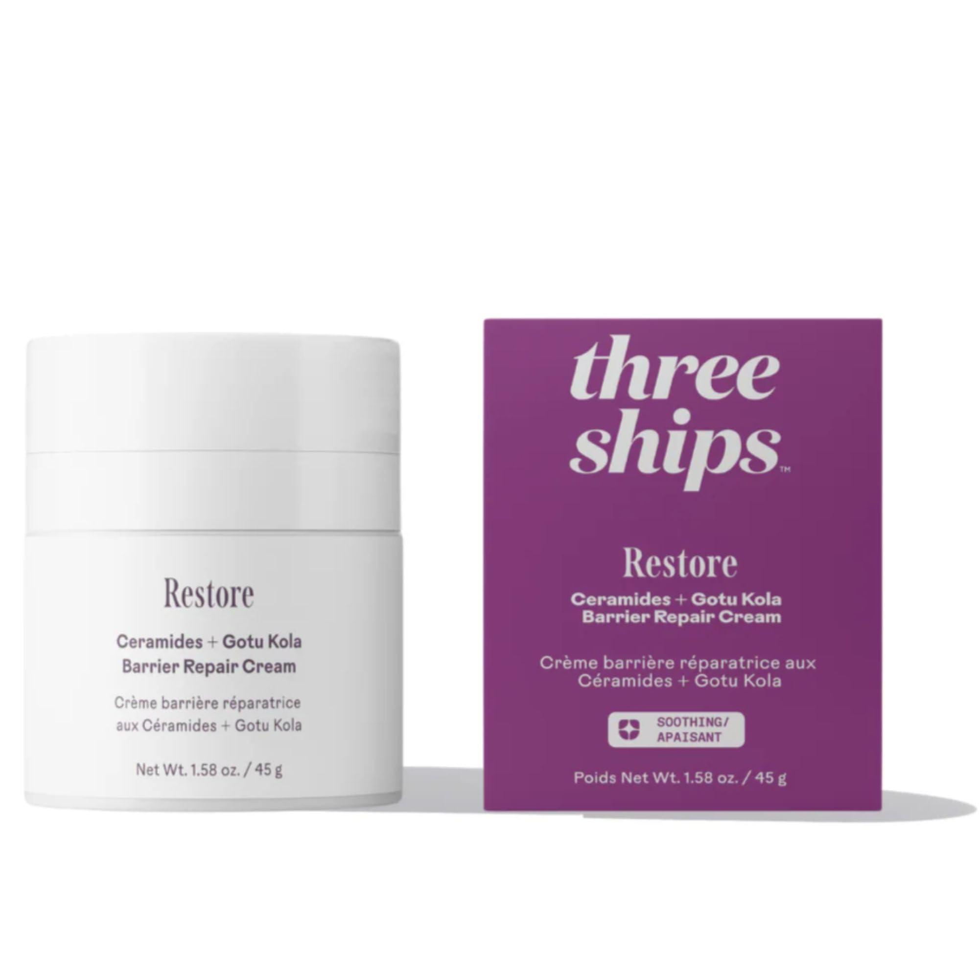 Three Ships Three Ships Restore Barrier Repair Cream with Ceramides + Gotu Kola - Supports Skin Barrier, Soothes Redness, Lightweight Daily Face Moisturizer (40g)