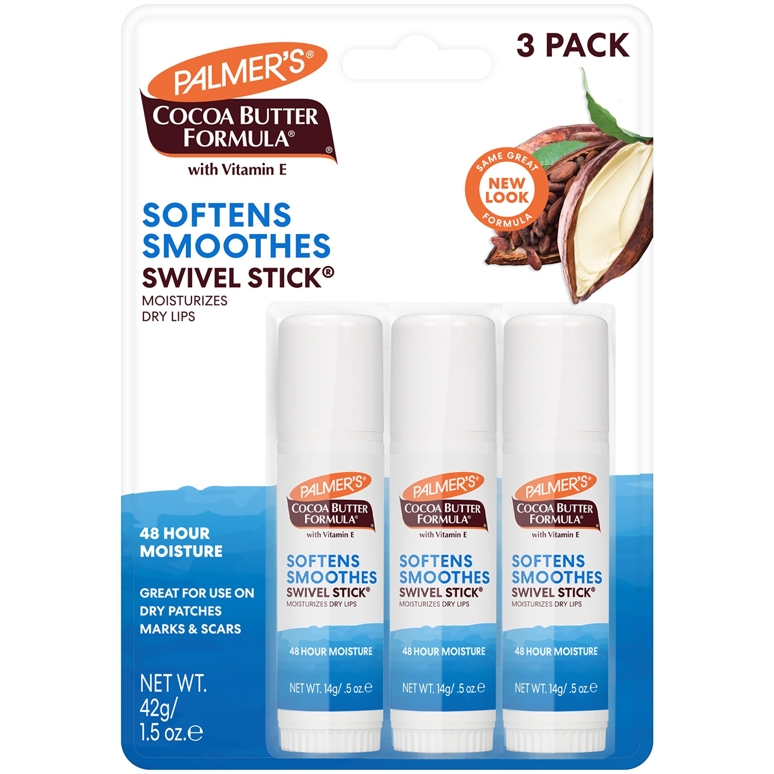 Palmer\'s Palmer\'s Cocoa Butter Moisturizing Swivel Stick (Pack of 3) & Raw Shea Butter Balm for Dry Skin, 7.25 Ounces