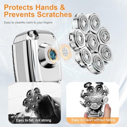 CST-Berger Head Shaver for Bald Men,2024 Upgrade 8-in-1 Mens Electric Shaver Bald Head Shaver for Men,Electric Razor for Bald Men IPX7 Waterproof Rotary Shaver Grooming Kit with LED Display