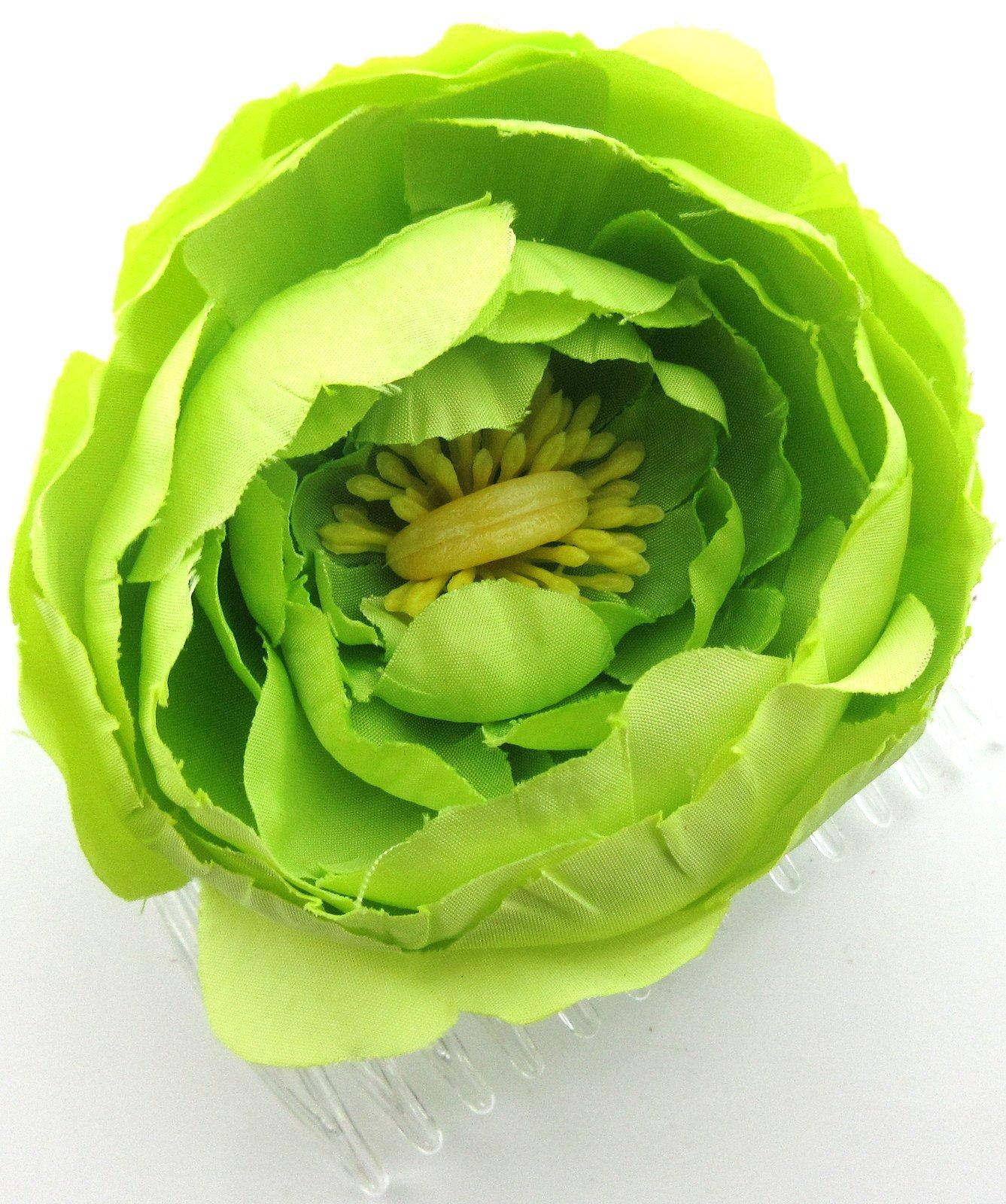 oceansEdge11 2 1/2" Lime Ranunculus Silk Flower Hair Comb