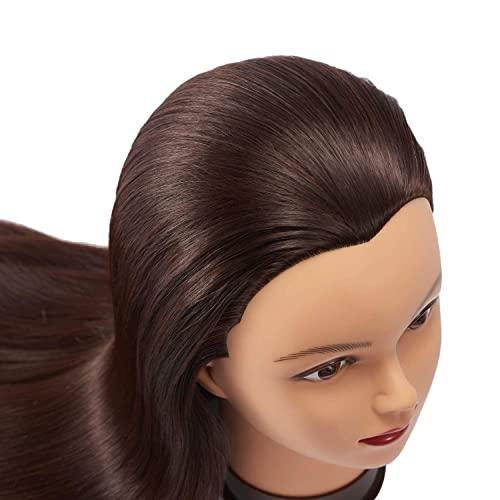 HEADFIX Headfix 26"-28" Long Hair Mannequin Head Stnthetic Fiber Hair Hairdresser Practice Styling Training Head Cosmetology Manikin Doll Head with Clamp (6F1919LB0420)