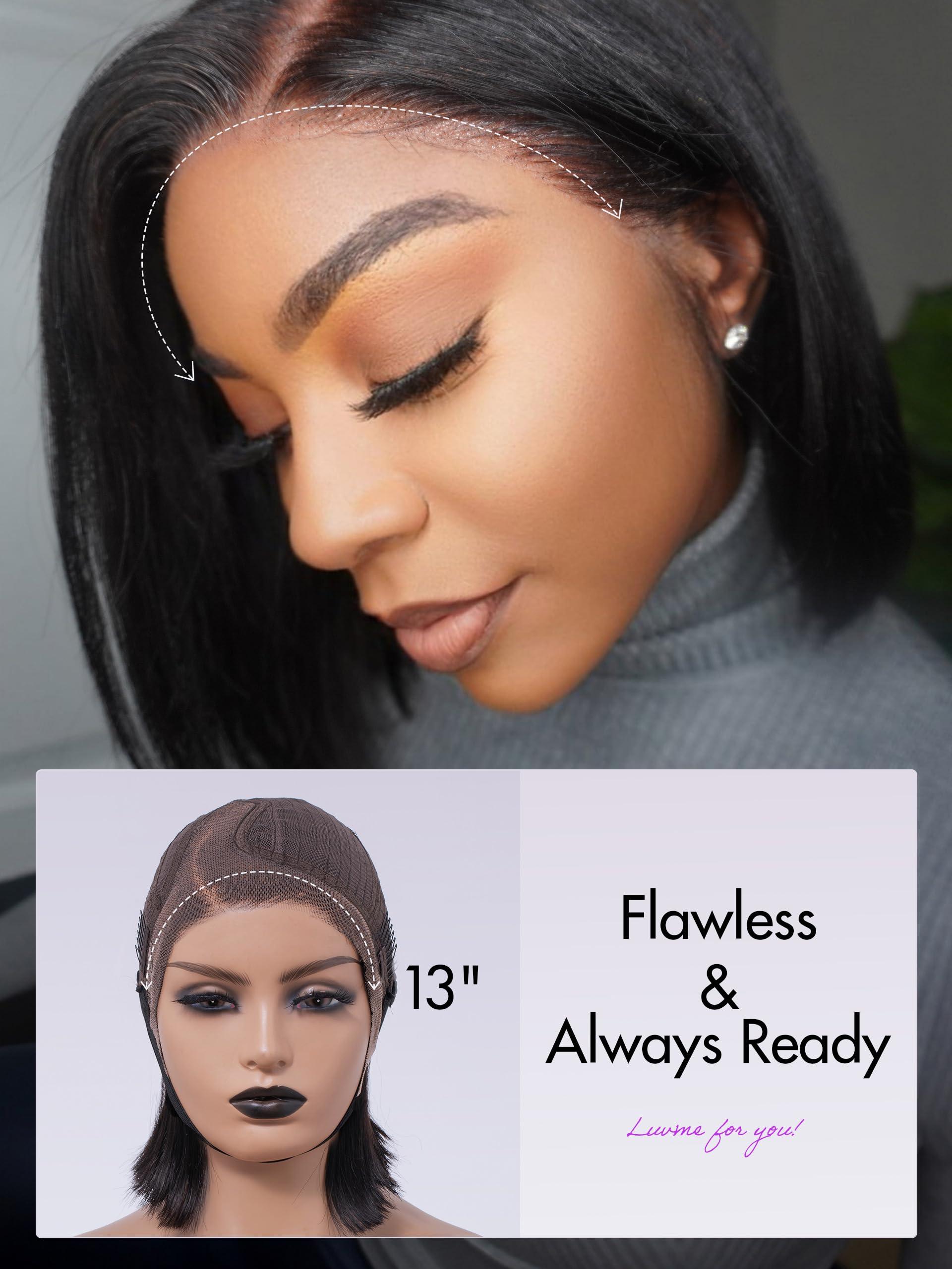 LUVME HAIR LUVME HAIR 10Inch Glueless Lace Front Bob Wig, 100% Human Hair, 13x5x1, Side Part, Straight, Modern, for Women