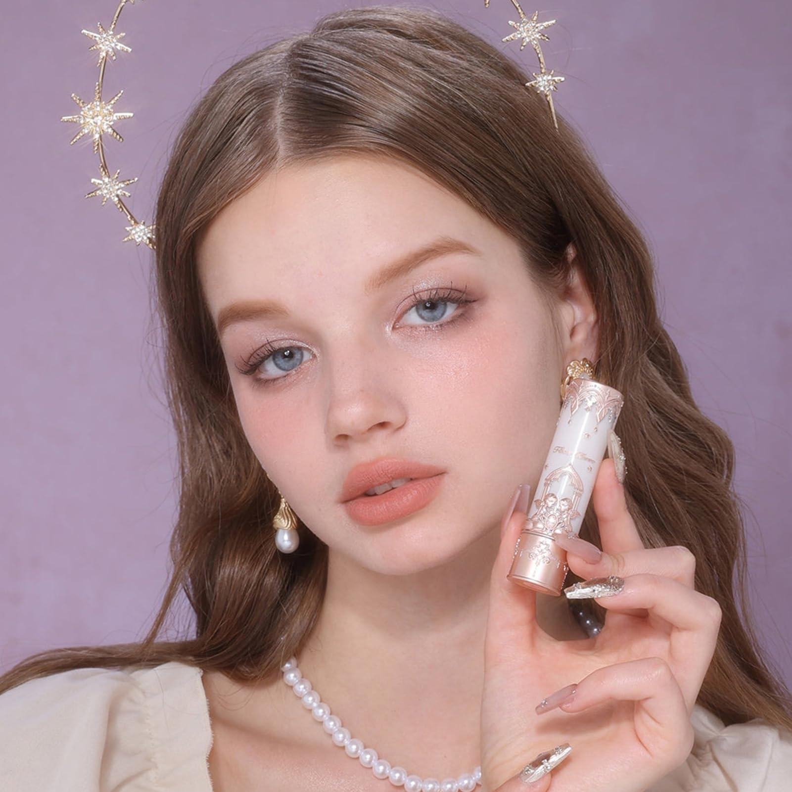 Flower Knows Flower Knows Little Angel Matte Lipstick,Super Soft & Ultra Silky Lip Stick,Long Lasting & Moisturizing Vegan Lip Mud for Girls&Women,Velvety Finish,3.5g,1Count(C01 Starry Cross)