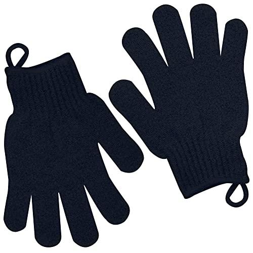 Meiyante Exfoliating Glove with Hanging Loop - Bath Gloves 1 Pair Shower Gloves, Heavy Exfoliating Gloves for Men and Women Shower Gloves Body Wash Makes Skin Soft Healthy Body Exfoliating Gloves 1 Pair Black