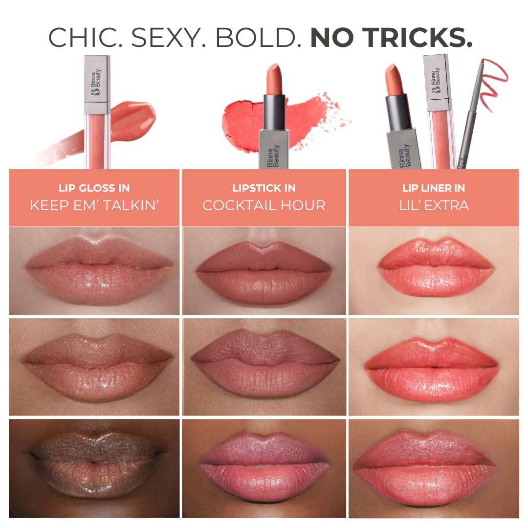 RB RINNA BEAUTY Rinna Beauty Lip Kit - Call Me Coral - All-in-One Lip Kit Includes Lipstick, Lip Gloss, and Lip Liner - Vegan, Long-Lasting, Anti-Aging & Moisturizing, Cruelty-Free - 1 each