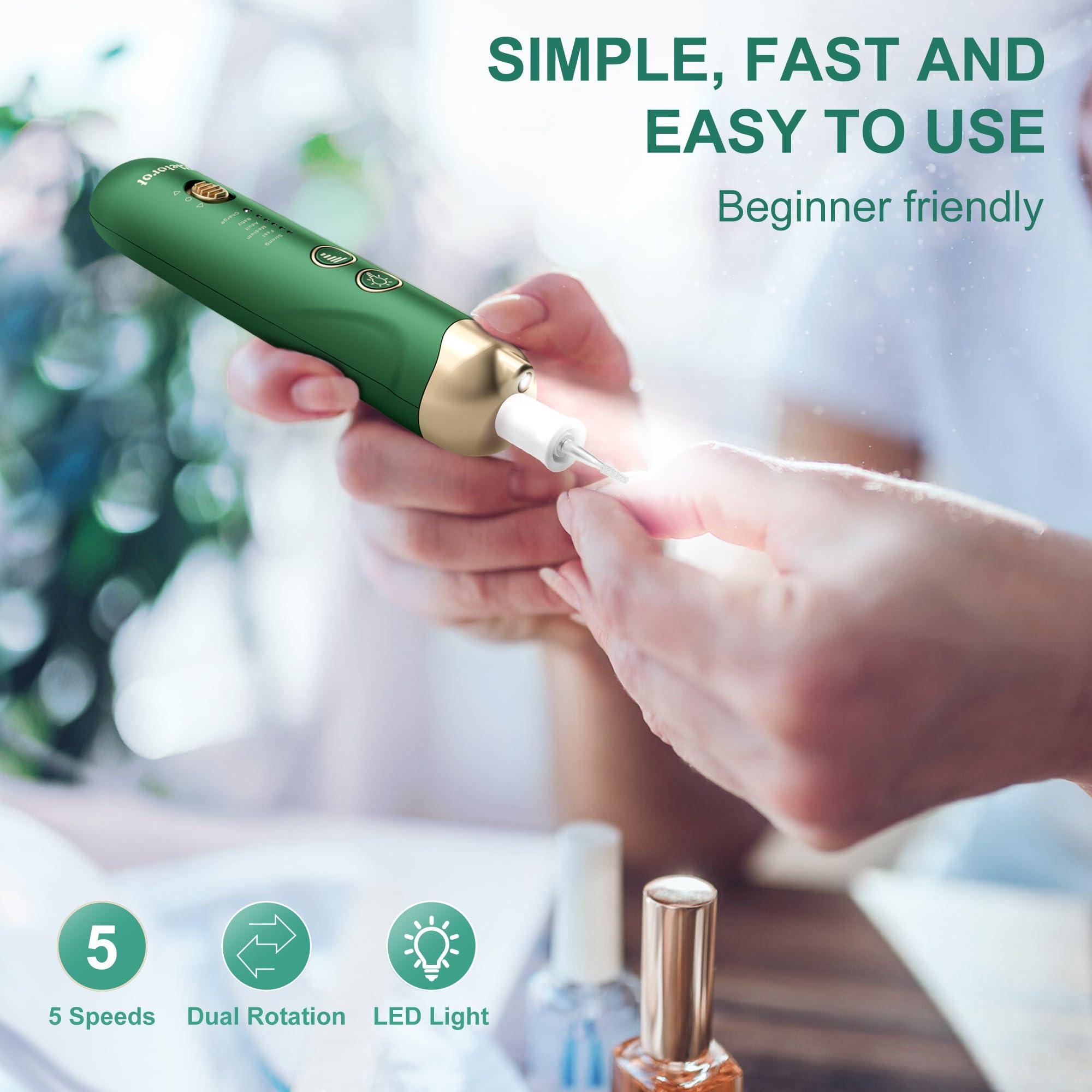 Eletorot Professional Manicure Pedicure Nail File Kit: Eletorot 8 in 1 Electric Nail File Set, Cordless Pedicure Tools for feet, 5 Speeds Manicure Set, Toe Nail Grinder Kit for Thick Nails