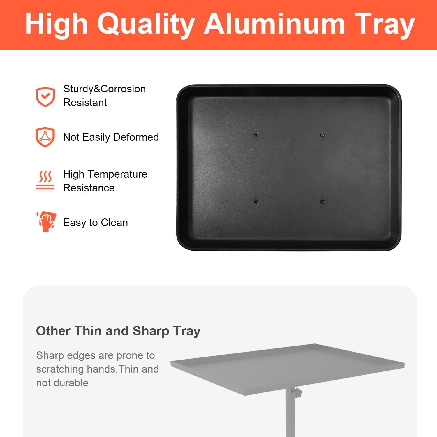 LWADALN Salon Tray Cart, Metal Tattoo Tray with Tool Holder, Service Rolling Tray Adjustable Height, Storage Tray Trolley for Salon Spa Dental Use, Rolling Tray Cart